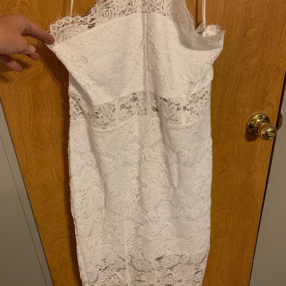 White short lace dress